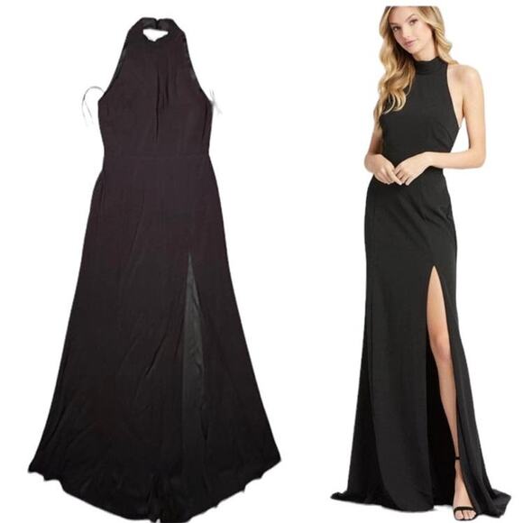 Mac Duggal Size 14 NWT Black Evening Gown with High Slit Style Style 261271 - Picture 7 of 9